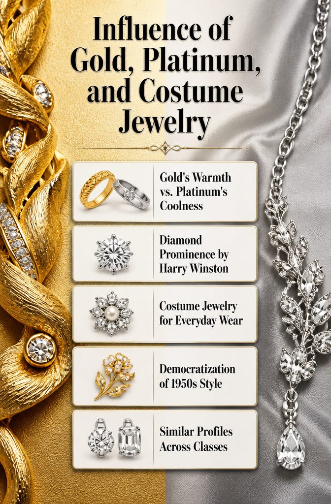 1950s Jewelry Style: Pearls, Diamonds, and Statement Pieces 11 A display of costume jewelry mimicking precious stones.