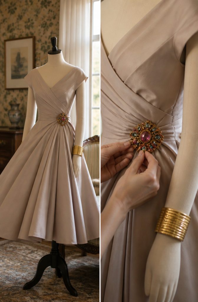 1950s Jewelry Style: Pearls, Diamonds, and Statement Pieces 10 A model showcasing jewelry styled according to Dior's New Look.