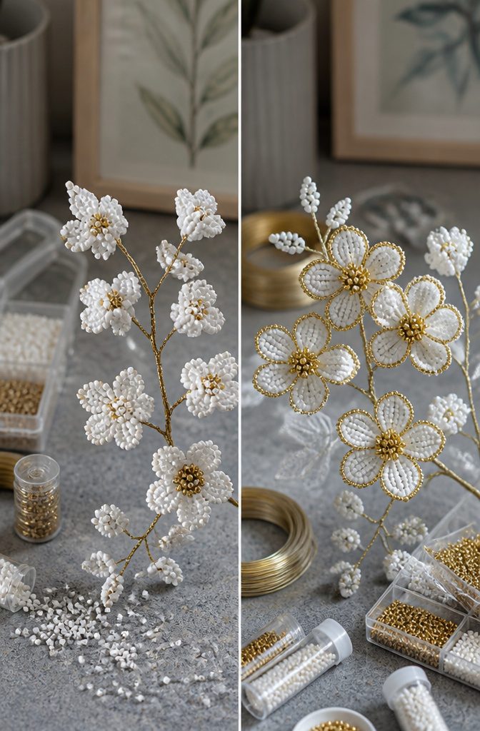 How to Make Beaded Jewelry Flowers: 6 Steps for Beginners 8 A French beaded flower showcasing detailed petal construction.
