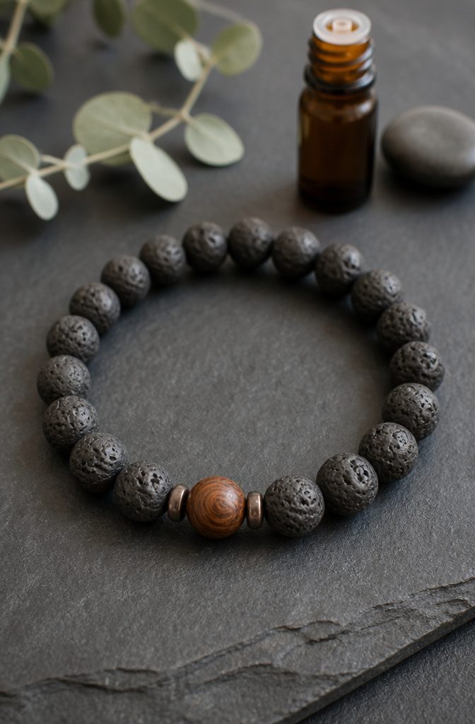 How to Make Bracelets: 10 DIY Styles Anyone Can Learn 7 A diffuser bracelet made from porous lava stone beads and spacers.