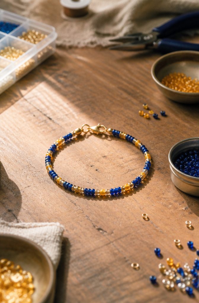How to Make Bracelets: 10 DIY Styles Anyone Can Learn 14 A delicate handmade bracelet made of seed beads in vibrant colors.