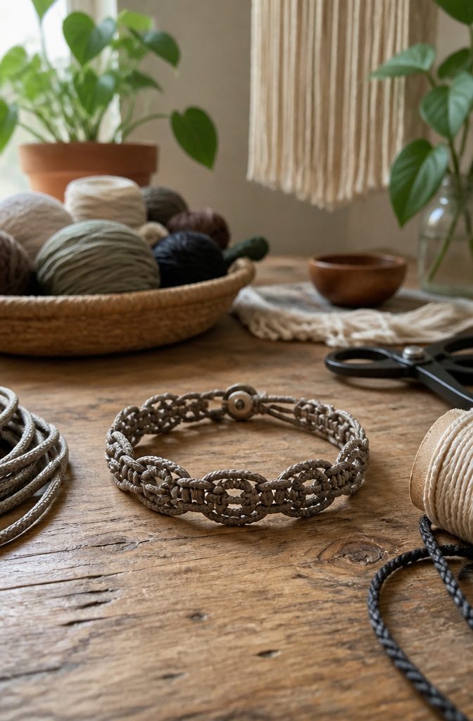 Braided bracelet patterns: 12 friendship bracelet designs to try 10 Chain Link bracelet displayed on a rustic wooden workbench.