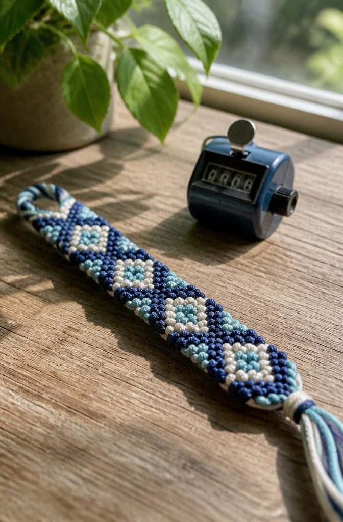 Braided bracelet patterns: 12 friendship bracelet designs to try 6 Diamond Pattern bracelet on a rustic wooden table.