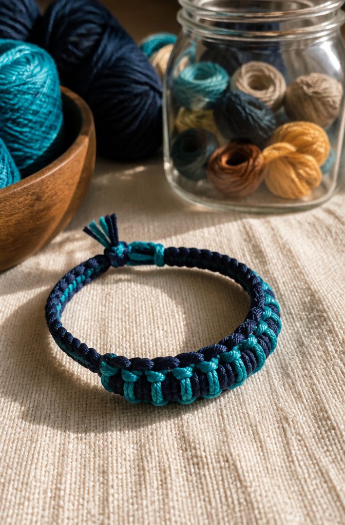 Braided bracelet patterns: 12 friendship bracelet designs to try 5 Zipper Bracelet with navy and teal colors on a textured fabric.