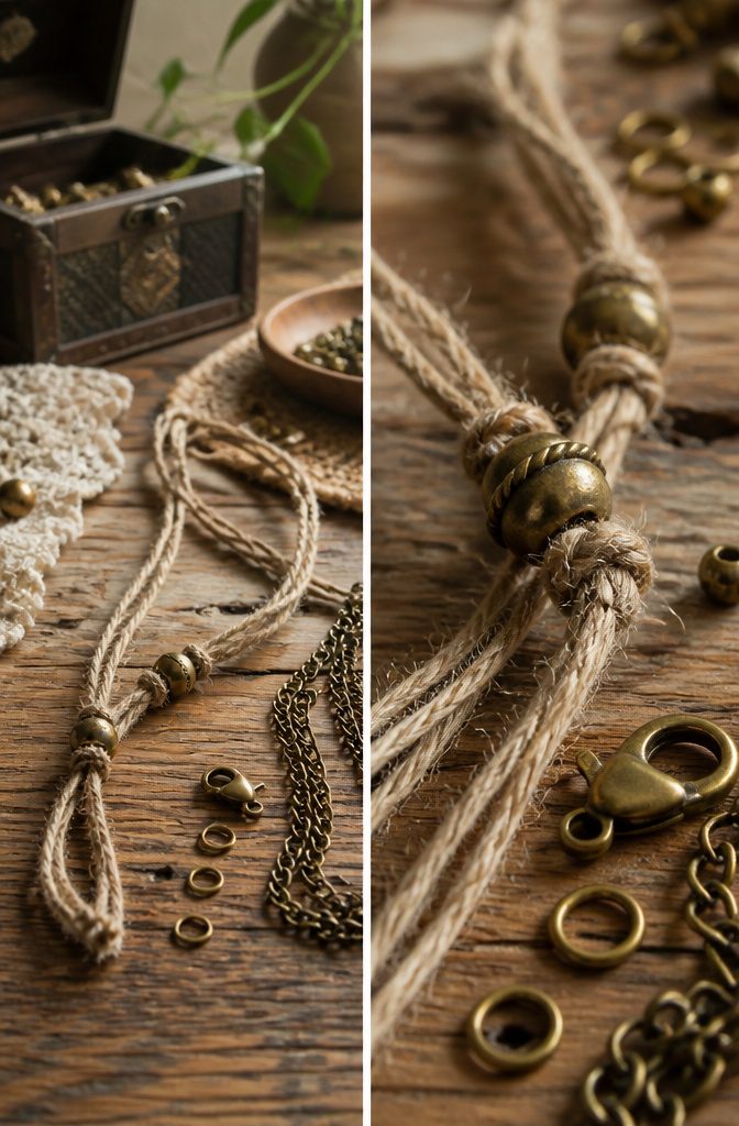 How to Build Your DIY Jewelry Essentials Kit: 9 Core Items 13 Hemp cord and broken jewelry pieces ready for repurposing.