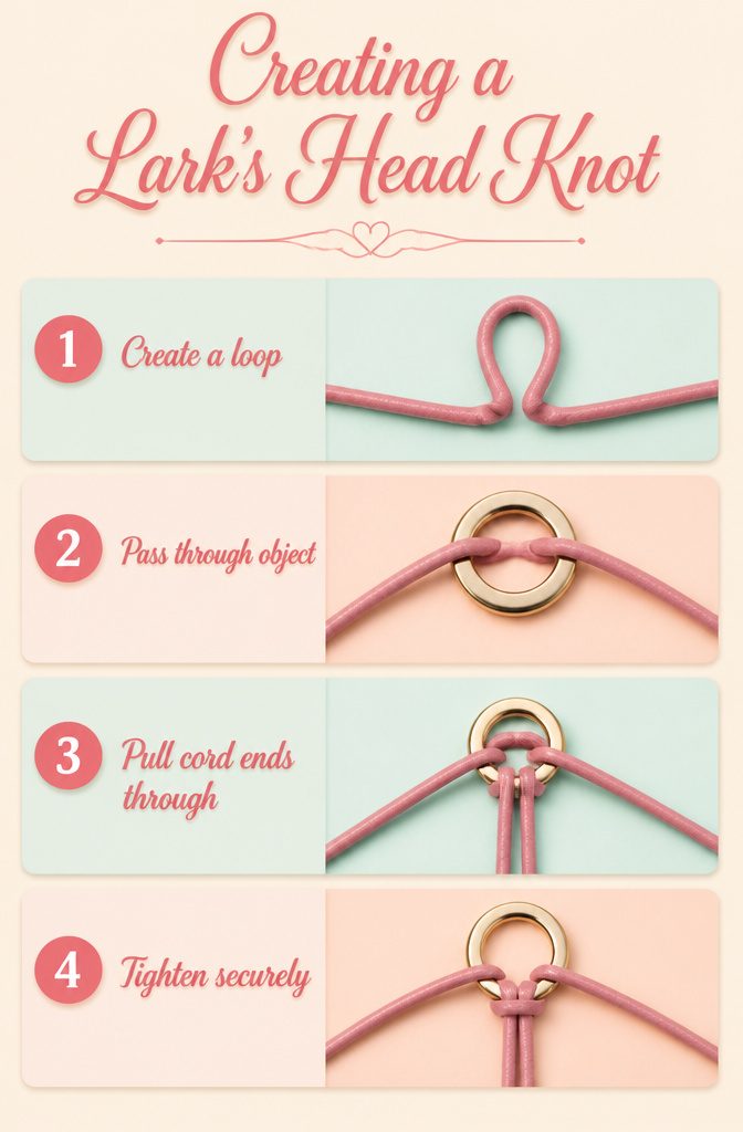 Instructions for creating a Lark's Head Knot.
