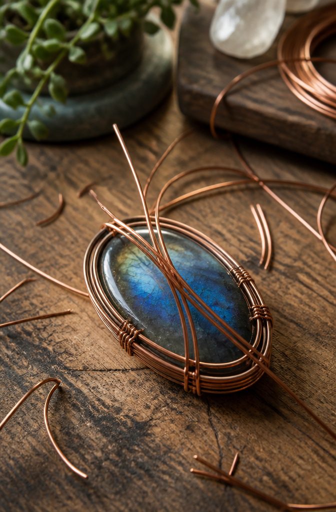 How to Wire Wrap Jewelry: 6 Steps from Wires to Finished Piece 5 A stone held in a wire wrap, demonstrating tension and fit.