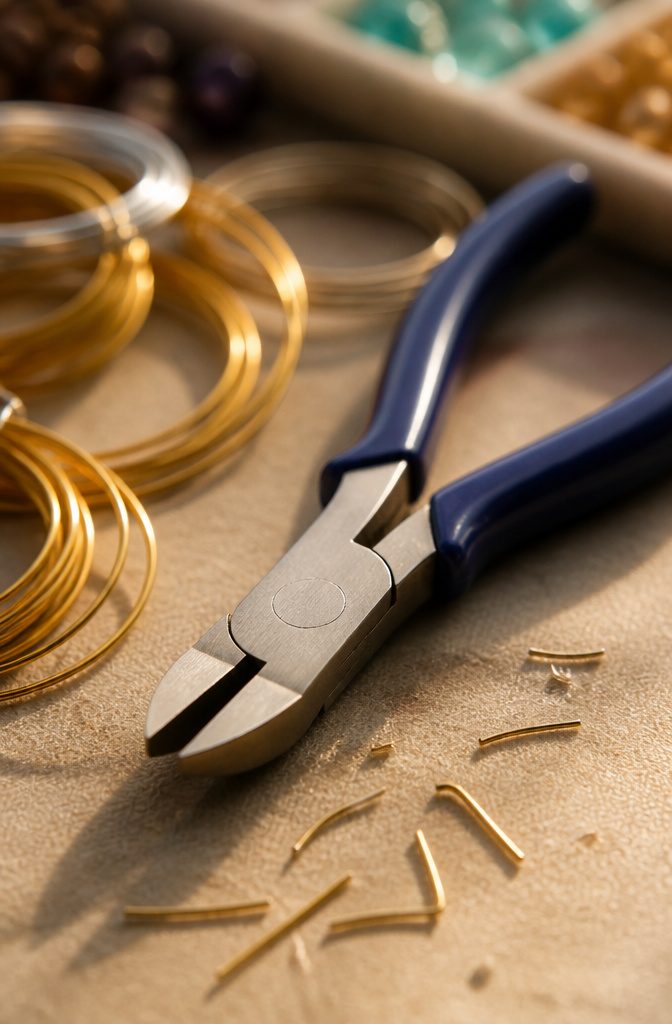 Jewelry Wire Wrapping Techniques: From Base to Finish 4 A pair of jewelry wire cutters with flat jaws for clean cuts.