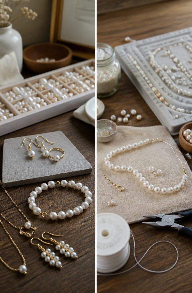 A visual guide to various pearl jewelry types and skills.