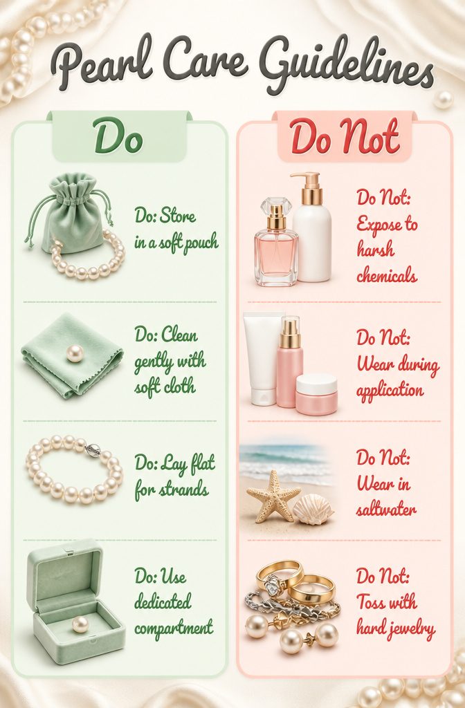Real Pearl Jewelry: Necklaces, Earrings, Rings, and More 15 Guidelines for caring for pearl jewelry effectively.
