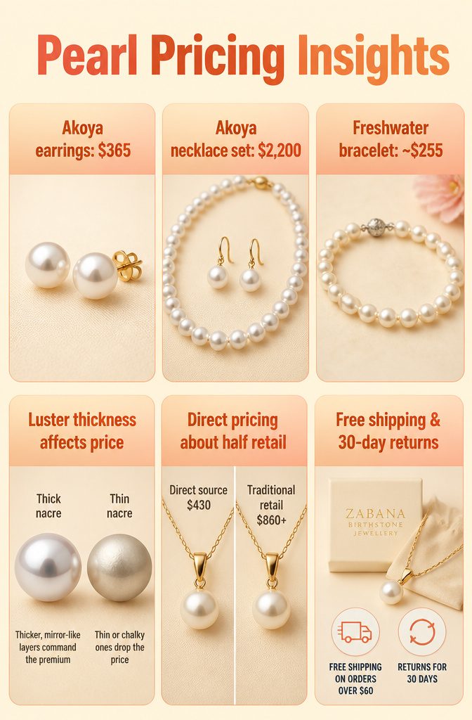 Real Pearl Jewelry: Necklaces, Earrings, Rings, and More 16 Image detailing pricing insights for real pearl jewelry.