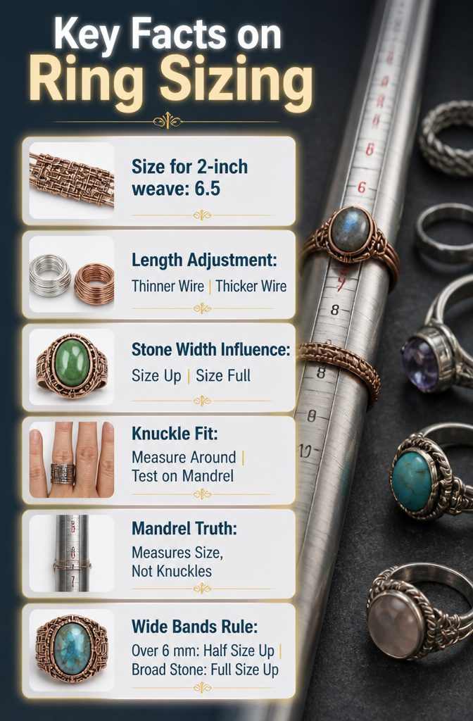 An infographic detailing important facts on ring sizing.