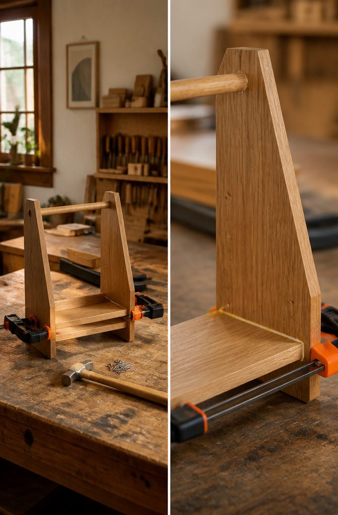 How to Build a Wooden Jewelry Holder: 5 Design Ideas 5 Photograph showing the assembly process of a wooden jewelry holder.